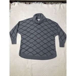 Liz Claiborne Sweater  Womens XXL Pullover Cowl Neck  Long Sleeve Grey/ Black